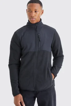 boohooMAN Funnel Neck Contrast Borg Jacket | UK| Coats & Jackets