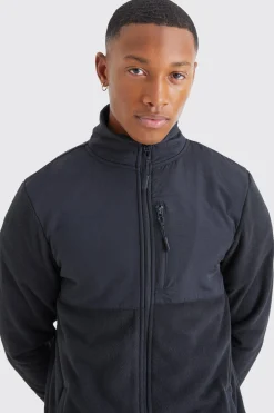 boohooMAN Funnel Neck Contrast Borg Jacket | UK| Coats & Jackets