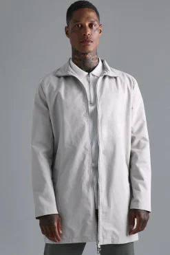 boohooMAN Funnel Neck Mac With Double Ended Zip | UK| Coats & Jackets