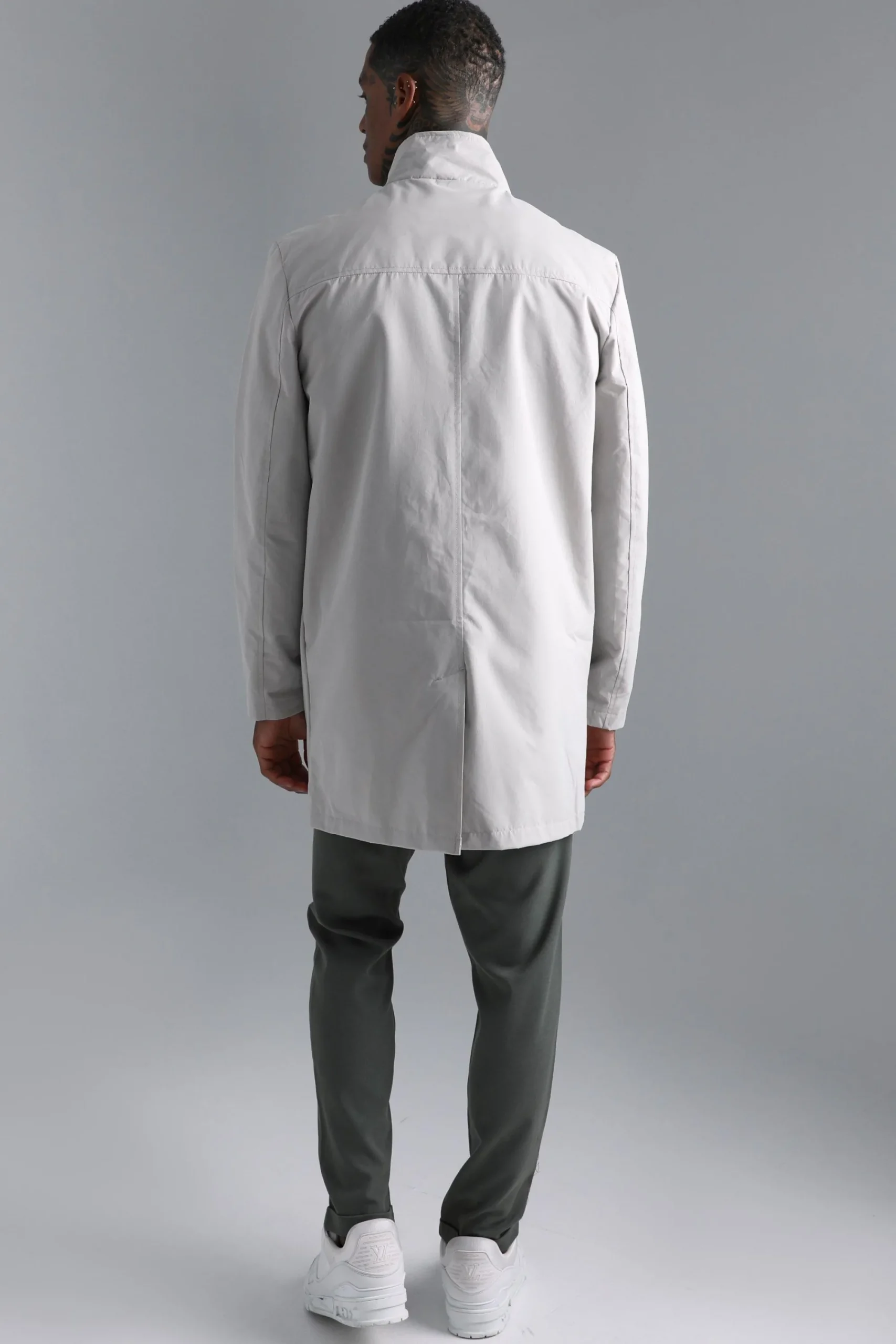 boohooMAN Funnel Neck Mac With Double Ended Zip | UK| Coats & Jackets