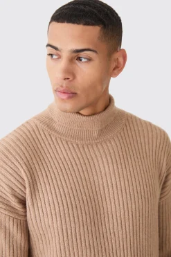 boohooMAN Funnel Neck Marl Ribbed Knit Jumper | UK| Knitwear
