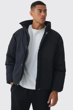 boohooMAN Funnel Neck Padded Jacket In | UK| Coats & Jackets