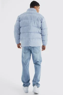 boohooMAN Funnel Neck Satin Chain Print Puffer | UK| Coats & Jackets