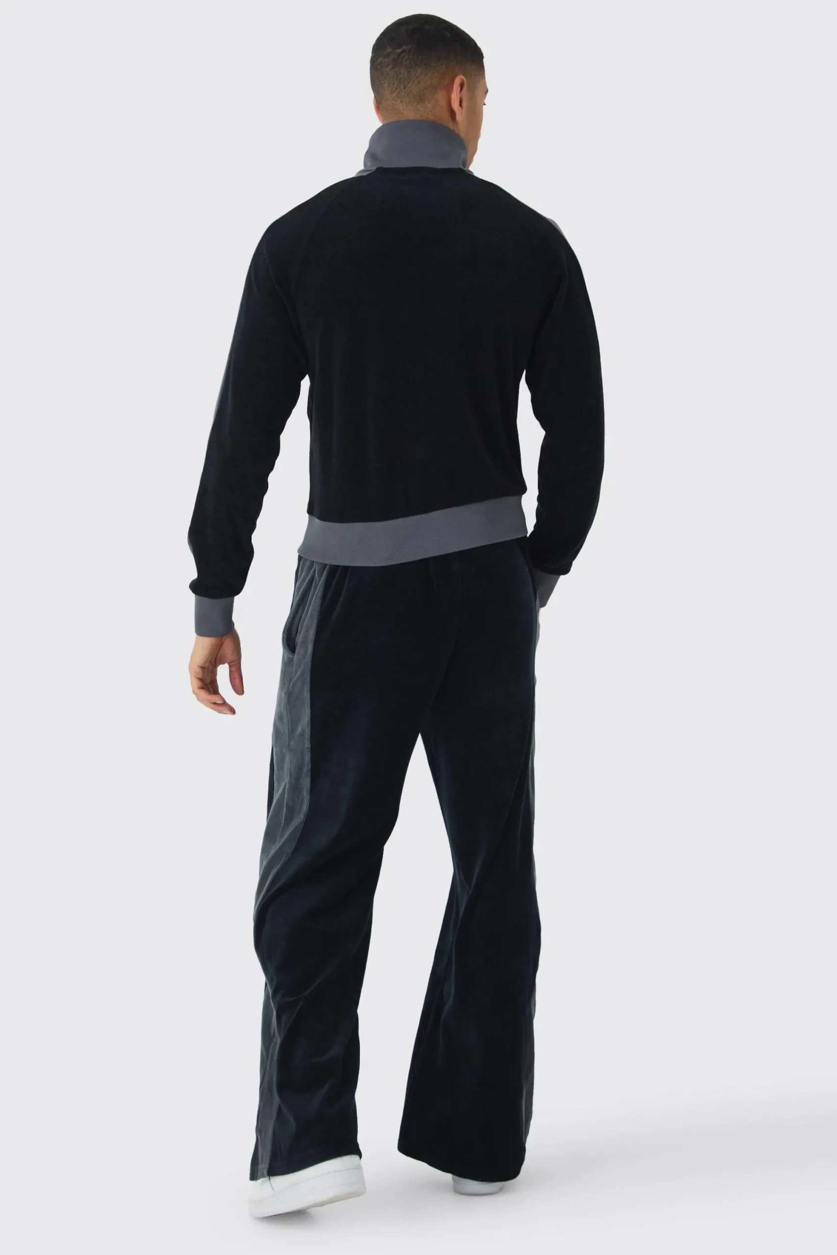 boohooMAN Funnel Neck Velour Track Top | UK| Coats & Jackets|Hoodies & Sweatshirts