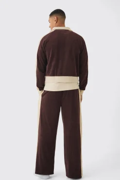 boohooMAN Funnel Neck Velour Track Top | UK| Coats & Jackets|Hoodies & Sweatshirts