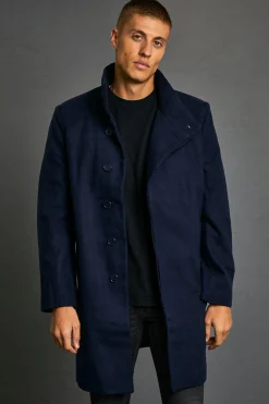 boohooMAN Funnel Neck Wool Look Overcoat | UK| Coats & Jackets