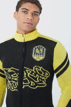 boohooMAN Funnel Neck Zip Through Knitted Jacket | UK| Coats & Jackets