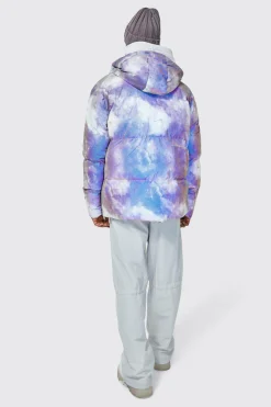 boohooMAN Galactic Reflective Print Hooded Puffer | UK| Coats & Jackets