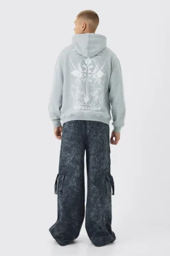 boohooMAN Gothic Cross Print Hoodie | UK| Hoodies & Sweatshirts