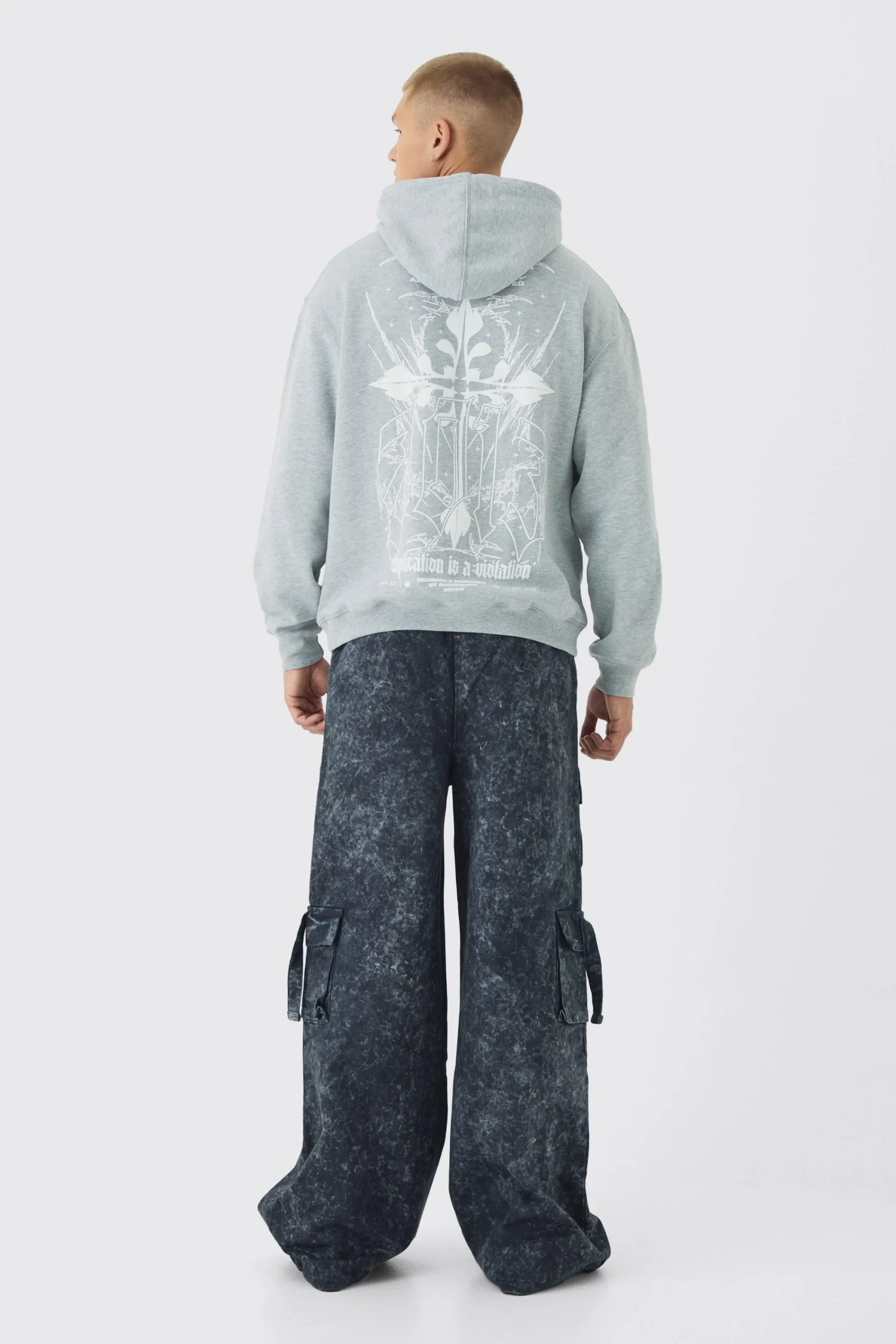 boohooMAN Gothic Cross Print Hoodie | UK| Hoodies & Sweatshirts