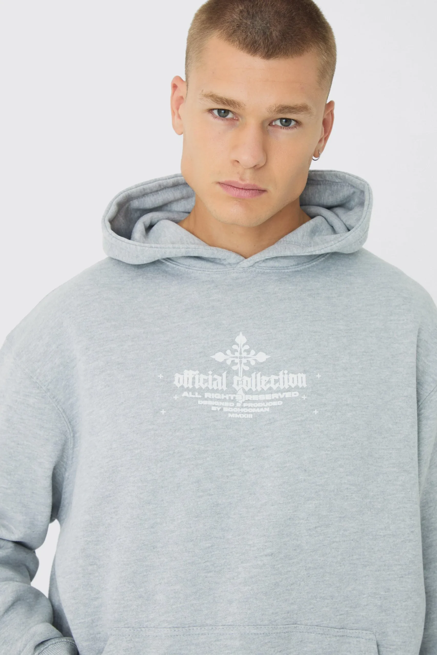 boohooMAN Gothic Cross Print Hoodie | UK| Hoodies & Sweatshirts