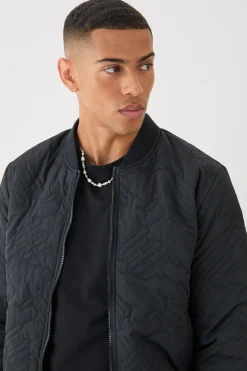 boohooMAN Gothic M Quilted Bomber Jacket In | UK| Coats & Jackets