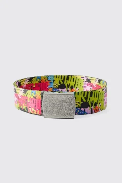 boohooMAN Graffiti Print Belt | UK| Belts