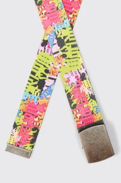 boohooMAN Graffiti Print Belt | UK| Belts