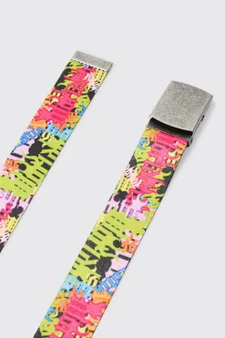 boohooMAN Graffiti Print Belt | UK| Belts