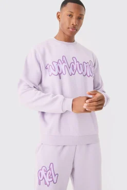 boohooMAN Graffiti Print Sweatshirt Tracksuit | UK| Tracksuits