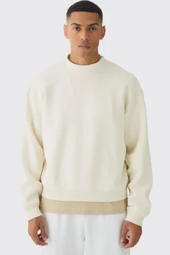 boohooMAN 330GSM Oversized Basic Boxy Extended Neck Sweatshirt | UK| Hoodies & Sweatshirts