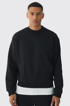 boohooMAN 330GSM Oversized Boxy Extended Neck Limited High Build Print Sweatshirt | UK| Hoodies & Sweatshirts