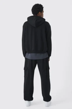 boohooMAN 330GSM Oversized Boxy M Flocked Hoodie | UK| Hoodies & Sweatshirts