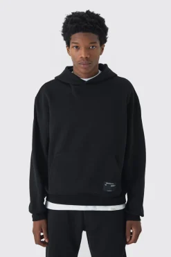 boohooMAN 330GSM Oversized Boxy Over The Head Hoodie With Woven Branding | UK| Hoodies & Sweatshirts|Joggers