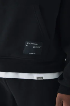 boohooMAN 330GSM Oversized Boxy Over The Head Hoodie With Woven Branding | UK| Hoodies & Sweatshirts|Joggers