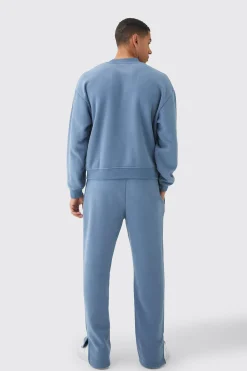 boohooMAN 330GSM Regular Fit Split Hem Jogger With Woven Badge | UK| Trousers|Joggers