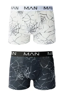 boohooMAN Halloween 2 Pack Man Spider Web Printed Boxers | UK| Underwear & Socks|Underwear & Socks