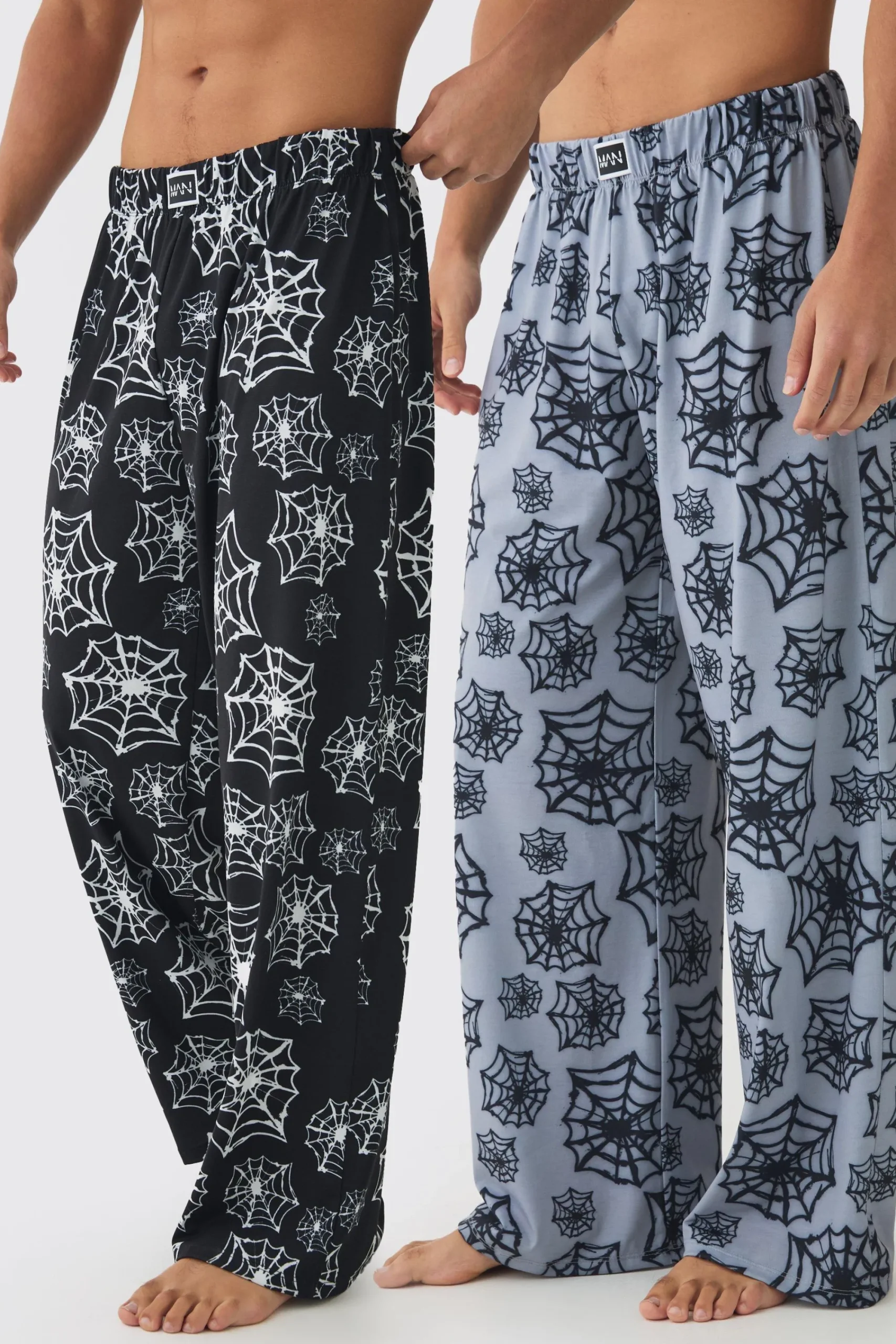 boohooMAN Halloween 2 Pack Man Spider Web Lounge Bottoms | UK| Loungewear
