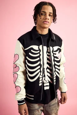 boohooMAN Heart Breaker Badge Pu Sleeve Bomber | UK| Coats & Jackets