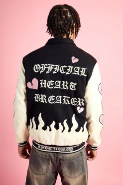 boohooMAN Heart Breaker Badge Pu Sleeve Bomber | UK| Coats & Jackets