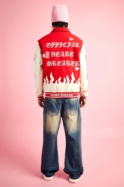 boohooMAN Heart Breaker Badge Pu Sleeve Bomber | UK| Coats & Jackets