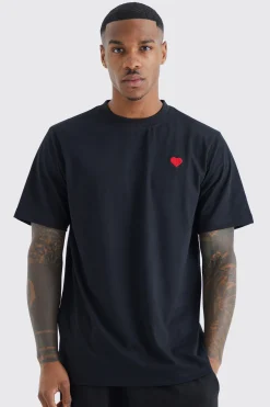 Heart Embroidered T-shirt | UK^boohooMAN Best