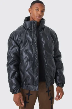 boohooMAN Heat Seal Pu Funnel Neck Puffer | UK| Coats & Jackets