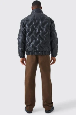 boohooMAN Heat Seal Pu Funnel Neck Puffer | UK| Coats & Jackets