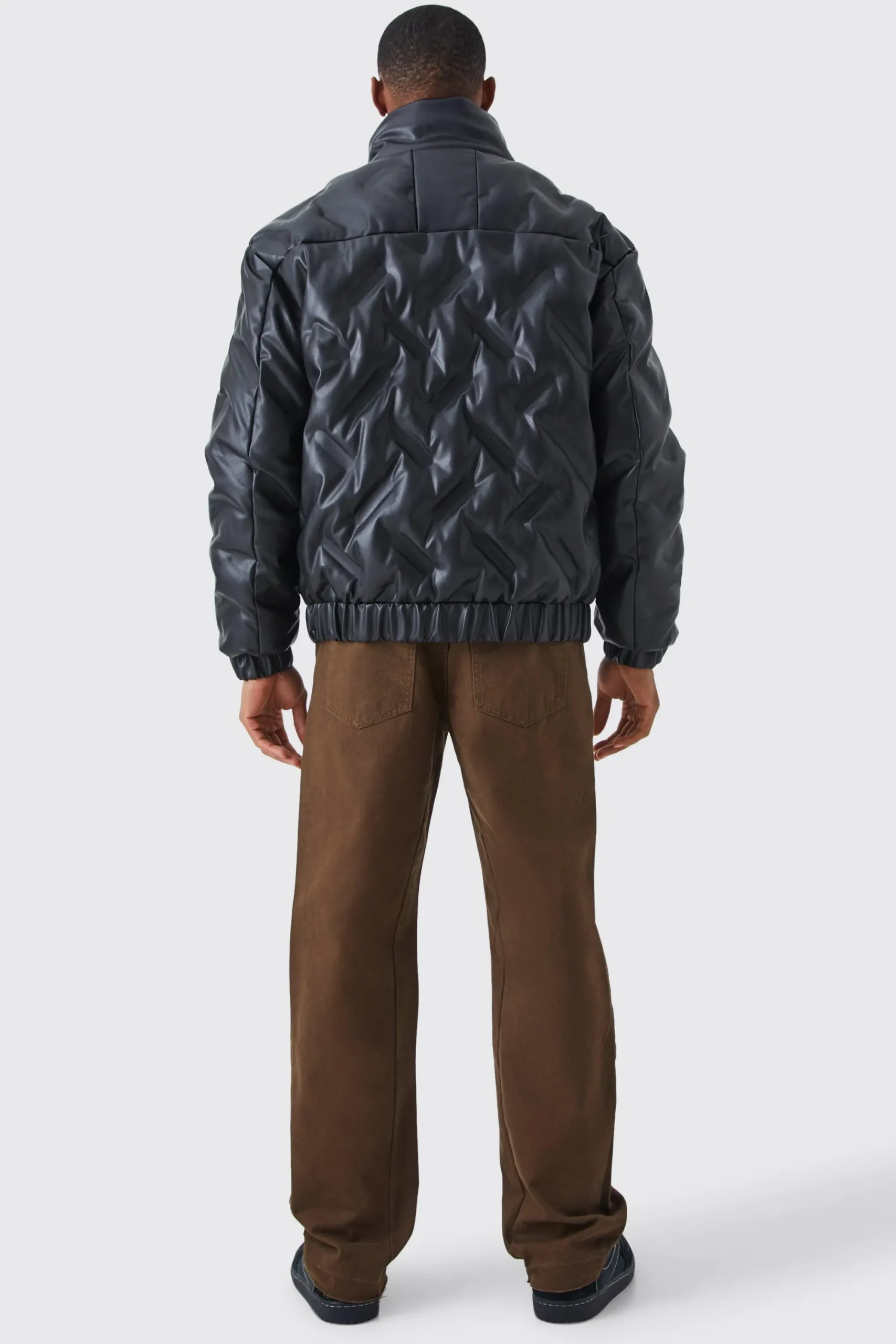 boohooMAN Heat Seal Pu Funnel Neck Puffer | UK| Coats & Jackets