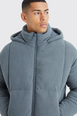 boohooMAN Heavy Fleece Hooded Puffer | UK| Coats & Jackets
