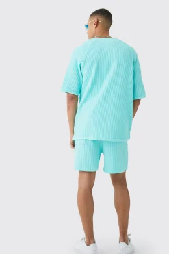 boohooMAN Heavy Jumbo Waffle Baseball Shirt & Short Set | UK| Sets & Co-Ords|Tracksuits