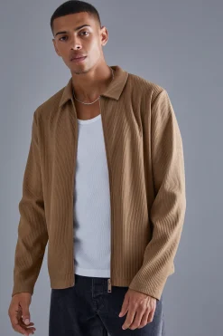 boohooMAN Heavy Ottoman Zip Through Overshirt | UK| Shirts