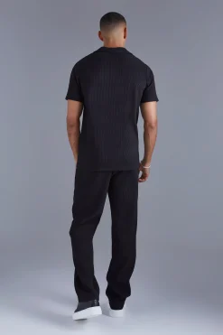 Heavy Pleated Revere Polo | UK^boohooMAN Clearance