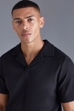 Heavy Pleated Revere Polo | UK^boohooMAN Clearance