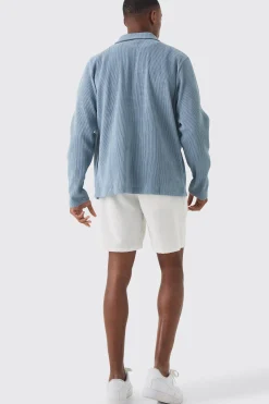 boohooMAN Heavy Pleated Zip Through Overshirt | UK| Shirts