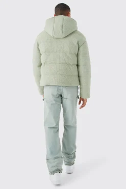 boohooMAN Heavyweight Brushed Knit Quilted Puffer With Hood | UK| Coats & Jackets