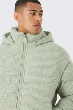 boohooMAN Heavyweight Brushed Knit Quilted Puffer With Hood | UK| Coats & Jackets