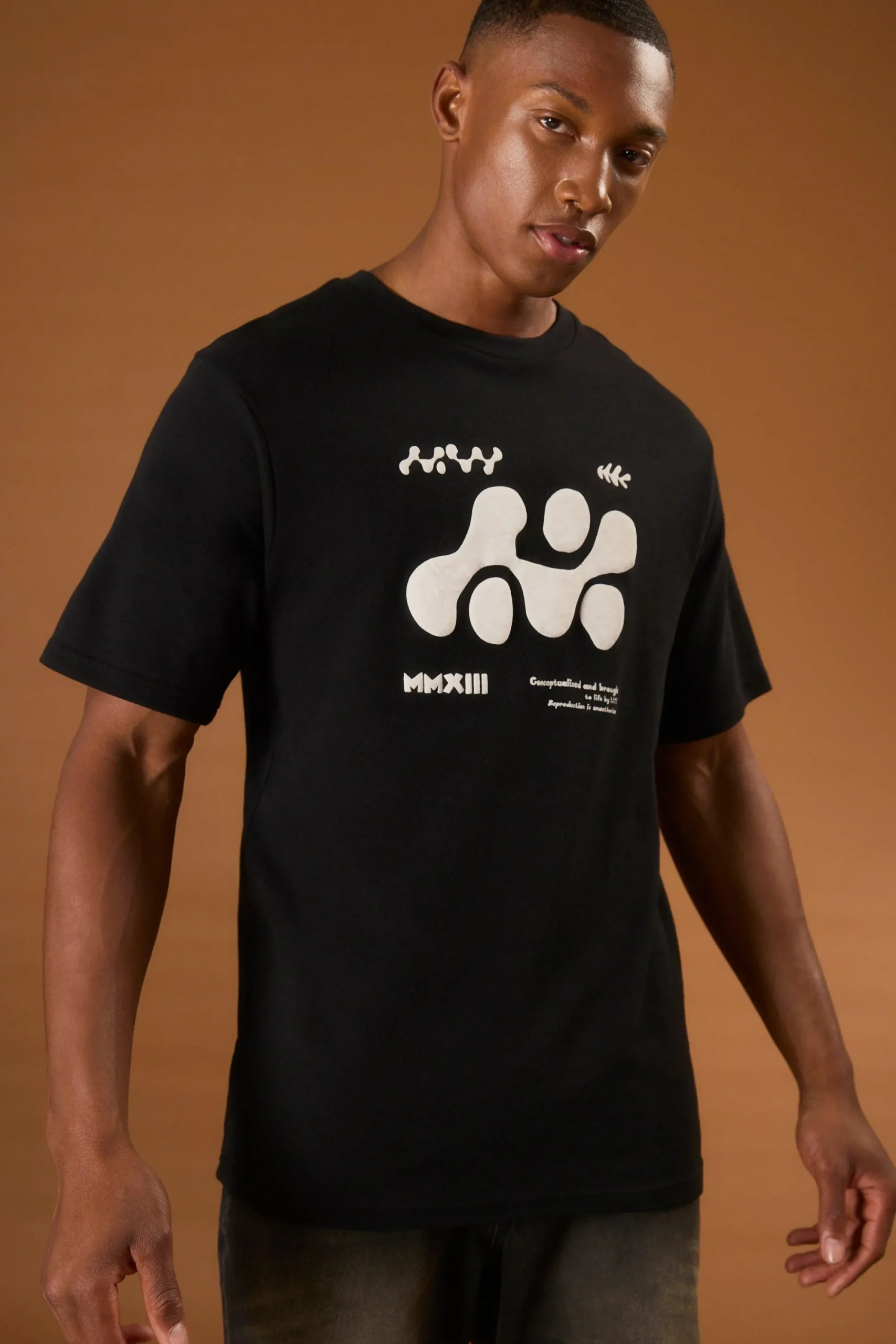 Heavyweight Interlock Abstract Puff Print T-shirt | UK^boohooMAN