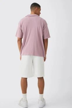 boohooMAN Heavyweight Oversized Revere Ribbed Jersey Shirt | UK| Shirts