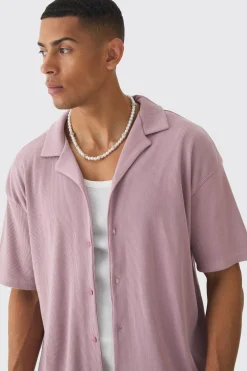 boohooMAN Heavyweight Oversized Revere Ribbed Jersey Shirt | UK| Shirts