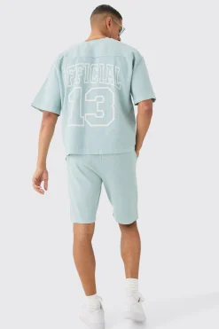 boohooMAN Heavyweight Ribbed Washed Short Sleeve Sweatshirt & Short Set | UK| Hoodies & Sweatshirts