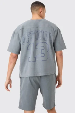 boohooMAN Heavyweight Ribbed Washed Short Sleeve Sweatshirt & Short Set | UK| Hoodies & Sweatshirts