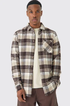 boohooMAN Heavyweight Tonal Check Shirt | UK| Shirts