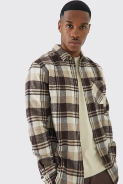boohooMAN Heavyweight Tonal Check Shirt | UK| Shirts
